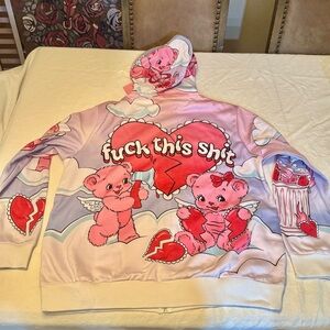 ♥️ Sugar Thrillz Sick of Love F This Valentines Teddy Hoodie Small Dolls Kill 🧸🧸